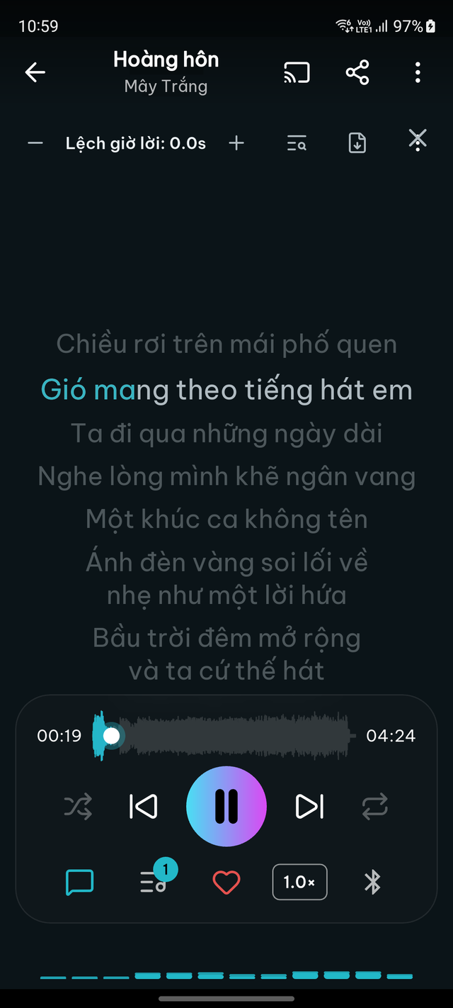Màn hình lời bài hát Splayer